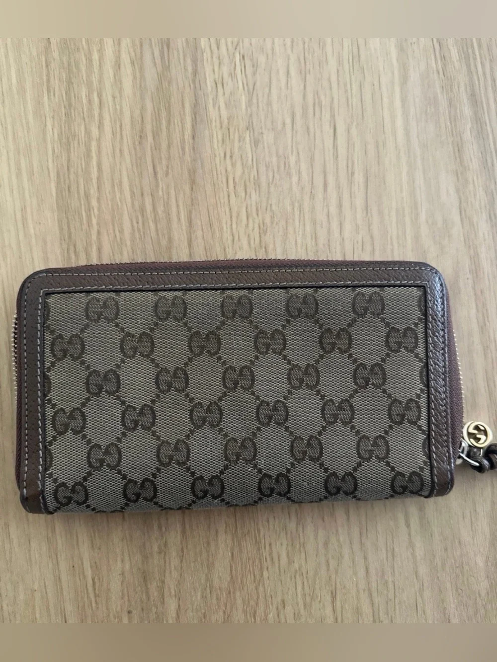 Gucci Brown GG Supreme Zip-Around Wallet